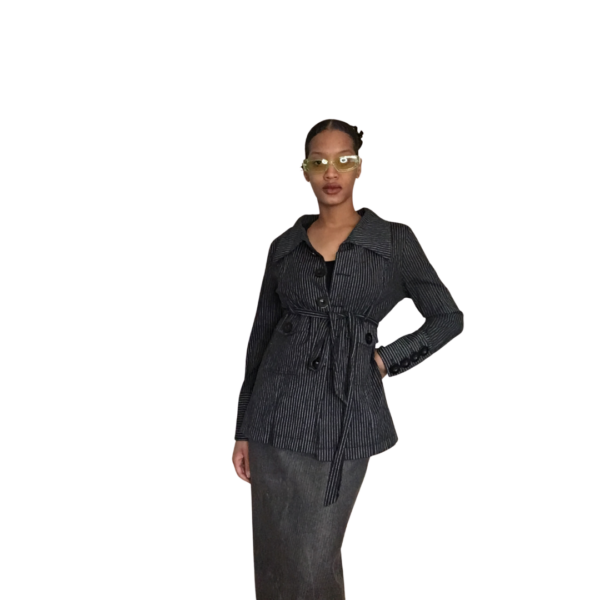 Striped Button Up Drawstring Top - Image 4