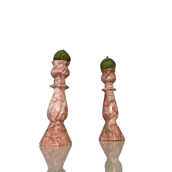Pink Marble Candle Holder Set
